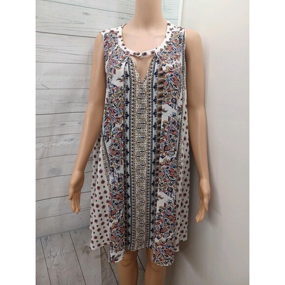 Anthropologie Jodifl Sleeveless Lagenlook White Dress Floral Sz L - Picture 1 of 9